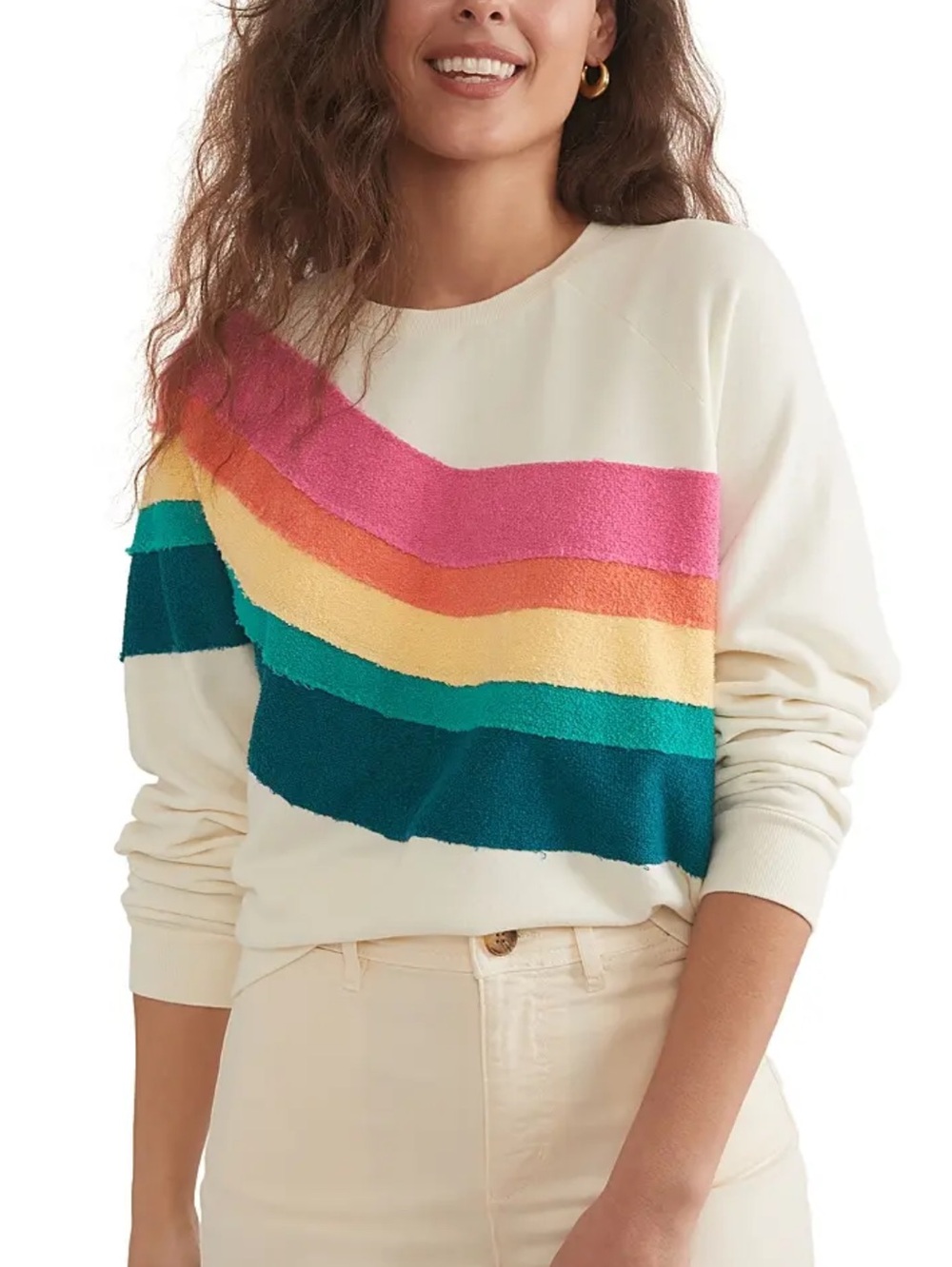 Marine Layer Vin Stripped Sweatshirt White & Colors Size Small